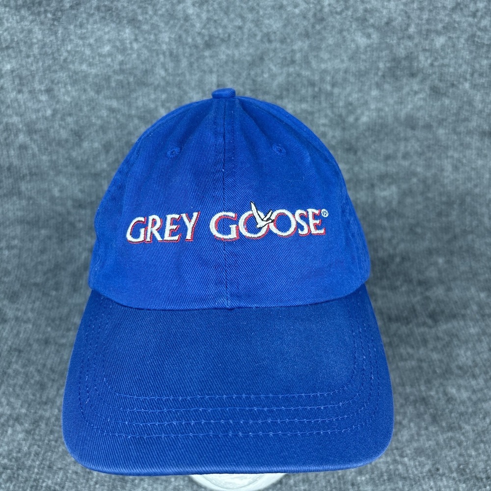 Y2K Grey Goose Vintage Promo Logo Strapback Hat Blue